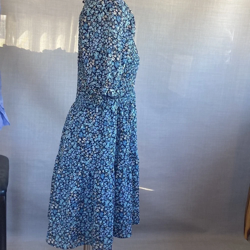 Size small, bohemian floral dress boho tunic with puff sleeves smock dress - Picture 9 of 15